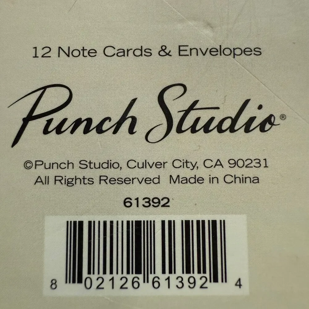 Set of 12 Punch Studio Dark Blue Cards, Gold‎ Pineapple THANK YOU Note Cards